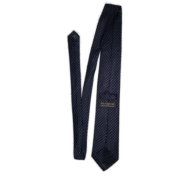 Jos A Bank signature Collection Mens blue tie, overlapping half circles in white - Picture 5 of 6